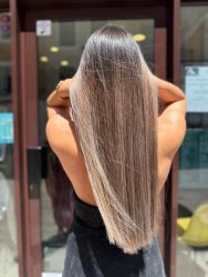 Cheveux bruns et lisses